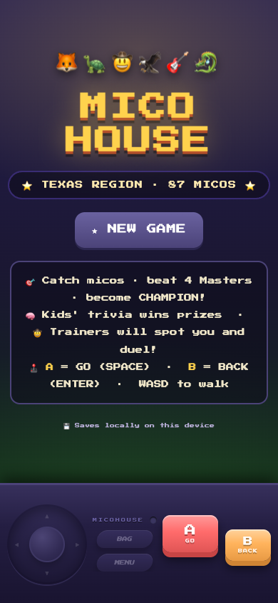 MicoHouse title screen